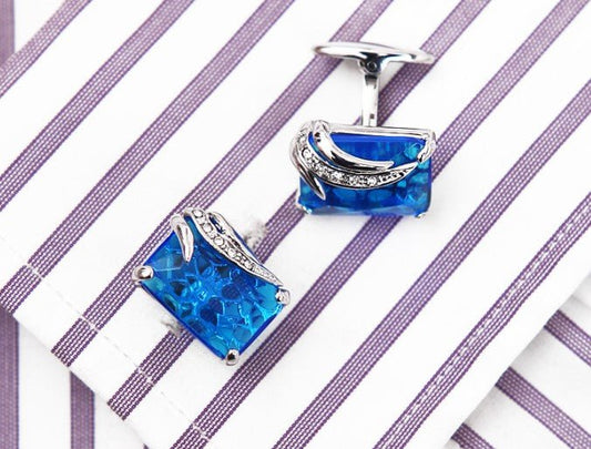 Crystal Blue Cufflinks - Masculine Clothes