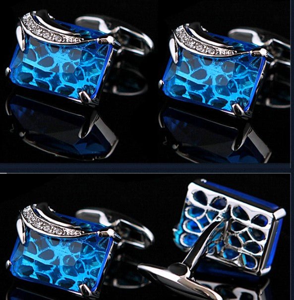 Crystal Blue Cufflinks - Masculine Clothes