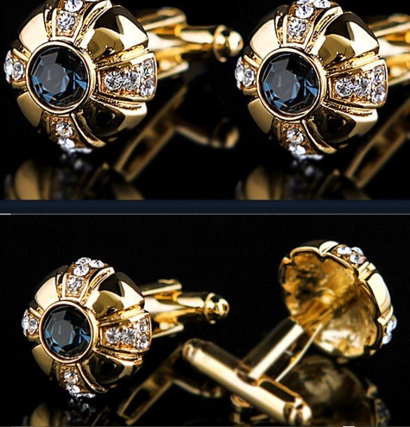 Blue Stone Cufflinks In Gold - Masculine Clothes