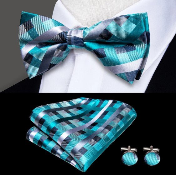 Aqua Blue Squares Suspender Set - Masculine Clothes