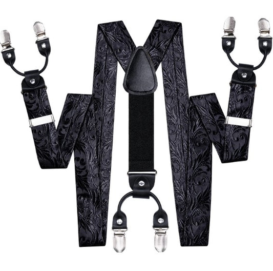 Black Paisley Suspender Set - Masculine Clothes