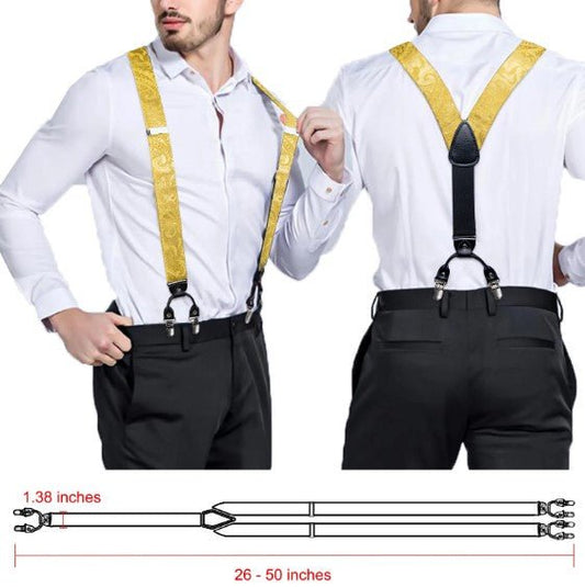 Yellow Paisley Suspender Set - Masculine Clothes
