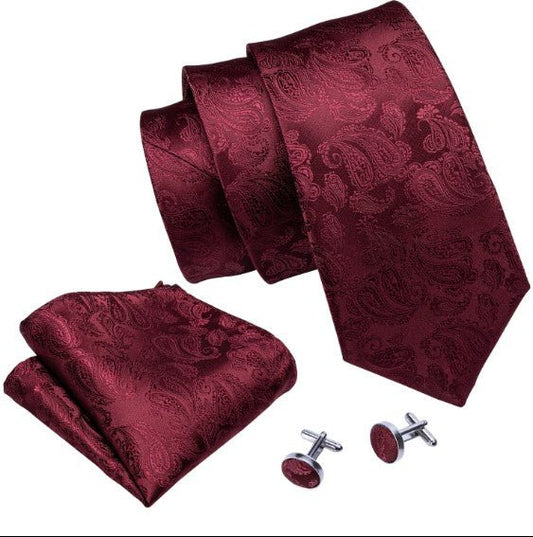 Burgundy Paisley Suspender Set - Masculine Clothes