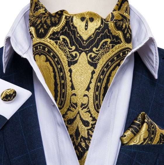 Yellow Crown Ascot, Pocket Square and Cufflinks - Masculine Clothes