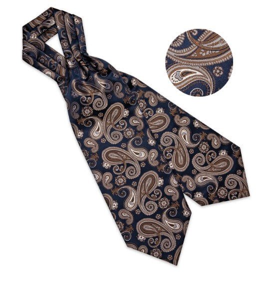 Wild Flower Paisley Ascot, Pocket Square and Cufflinks - Masculine Clothes