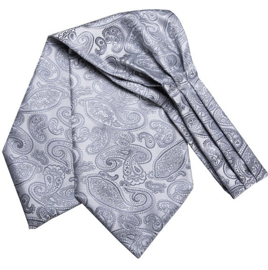 Silver Tail Paisley Ascot, Pocket Square and Cufflinks - Masculine Clothes