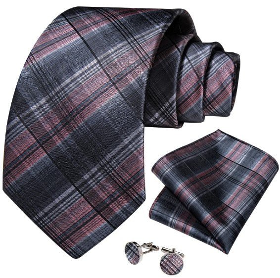 Pink Checkered Tie Set - Masculine Clothes