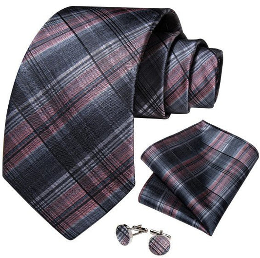 Pink Checkered Tie Set - Masculine Clothes