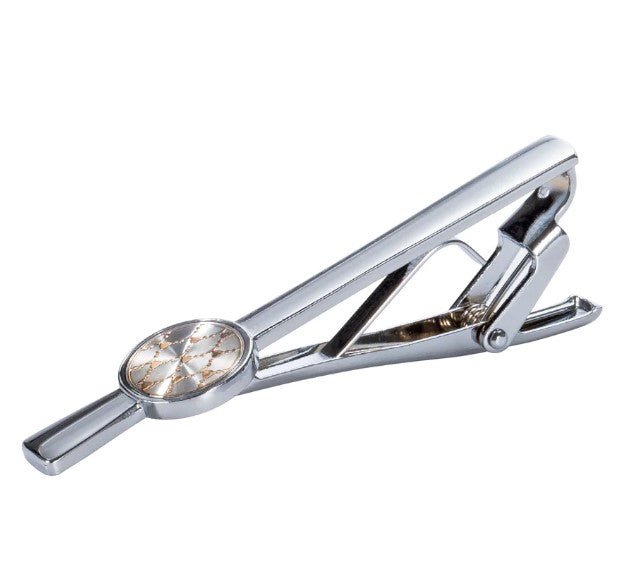 Golden Heart Tie Clip and Cufflinks inSilver - Masculine Clothes