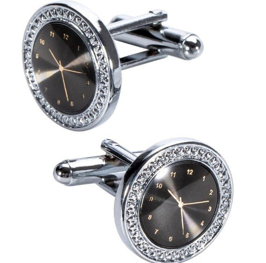 Clock with Stone Tie Clip and Cufflinks - Masculine Clothes