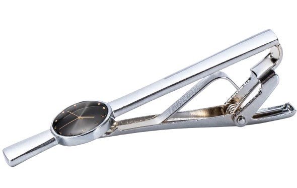 Clock with Stone Tie Clip and Cufflinks - Masculine Clothes