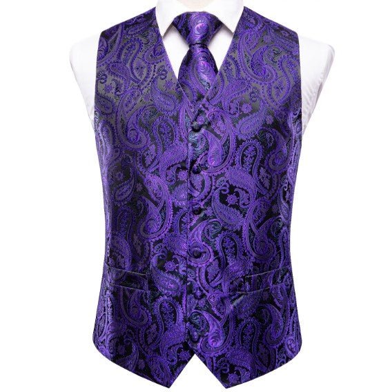 Lilac Seaweeds Paisley Vest Set - Masculine Clothes