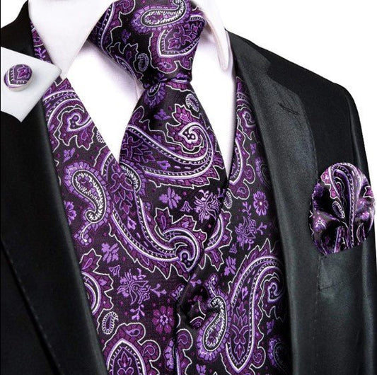 Lavender Floral Paisley Vest Set - Masculine Clothes