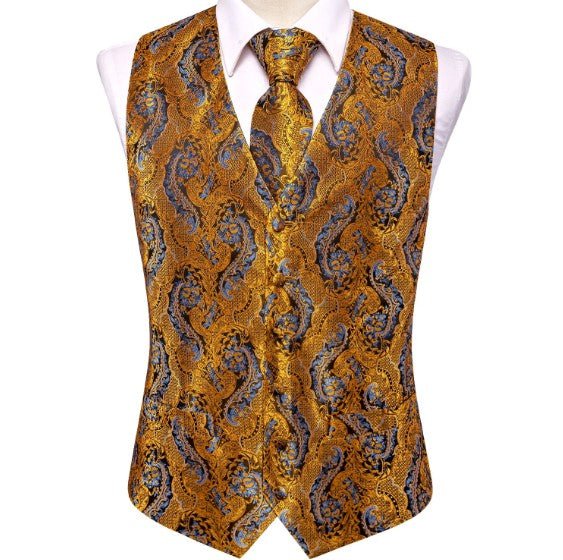 Dragon Paisley Vest Set - Masculine Clothes