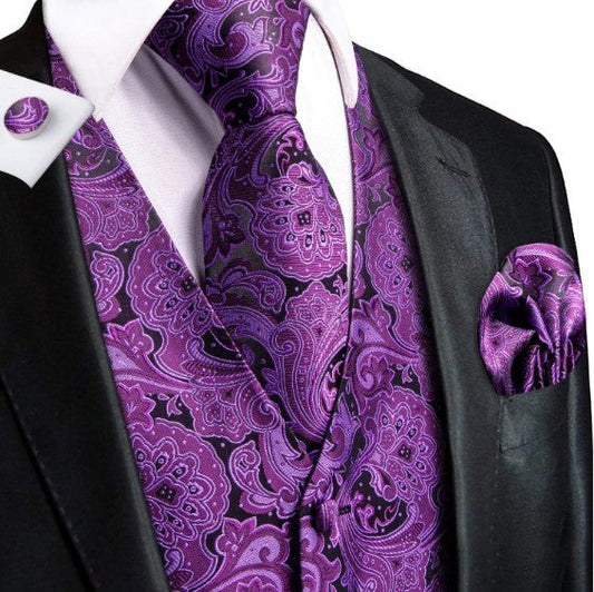 Lilac Garland Paisley Vest Set - Masculine Clothes