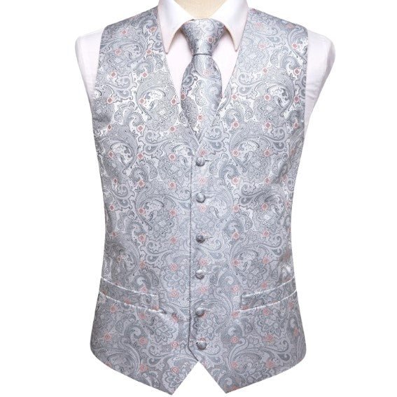 Pink Flowers Paisley Vest Set - Masculine Clothes