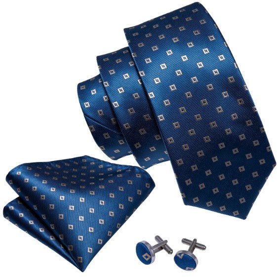 Tiny Windows Tie Set in Blue - Masculine Clothes