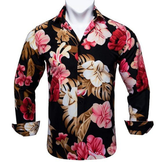 White Floral Cotton Shirt - Masculine Clothes