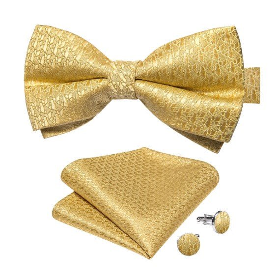 Pure Gold Paisley Bow Tie Set - Masculine Clothes