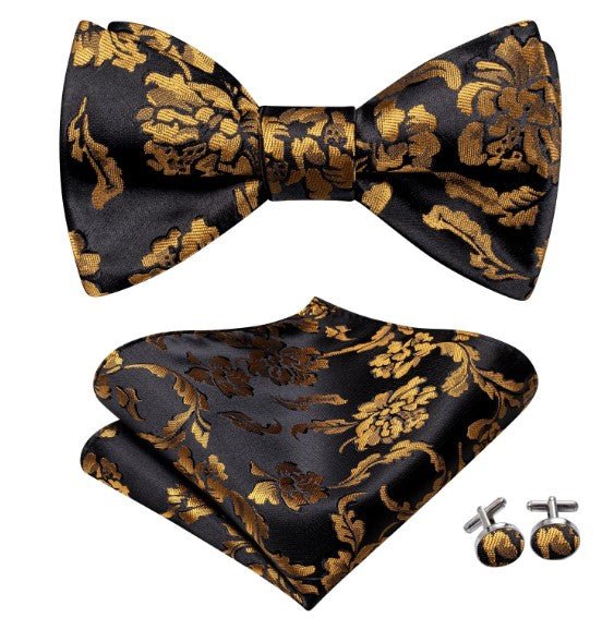 Golden Yellow Leaves Bow Tie Set - Masculine Clothes