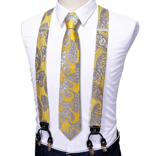 Yellow Paisley Suspender Set - Masculine Clothes