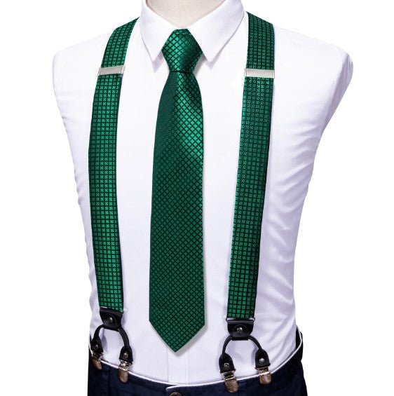 Green Square Paisley Suspender Set - Masculine Clothes