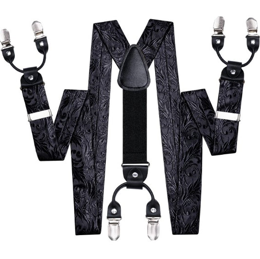 Shimmering Black Suspender Set - Masculine Clothes