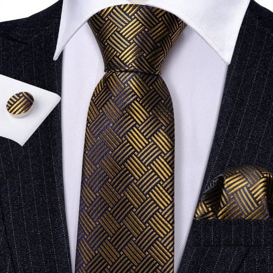 Native Mat Brown Silk Tie Set - Masculine Clothes