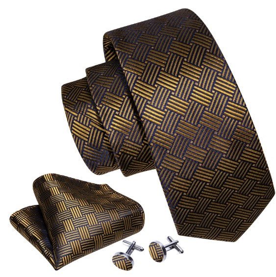Native Mat Brown Silk Tie Set - Masculine Clothes
