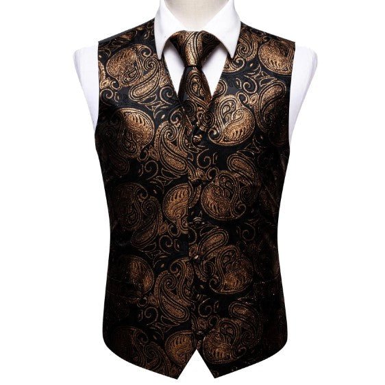 Chocolate Heart Leaves Vest and Tie - Masculine Clothes