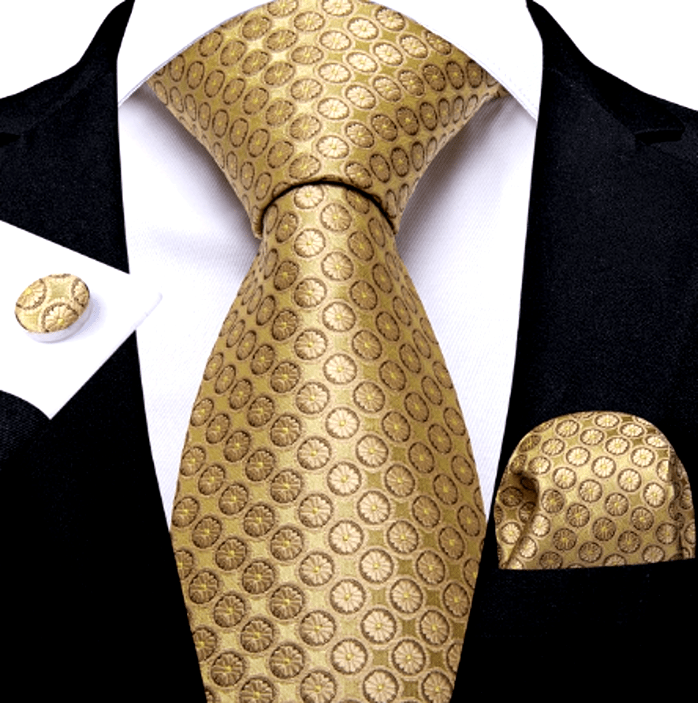 Gold Circle Silk Tie Set - Masculine Clothes