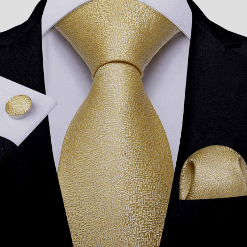 Luxury Gold Silk Tie Set - Masculine Clothes