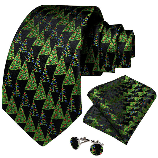 Xmas Pine Tree Tie Set - Masculine Clothes