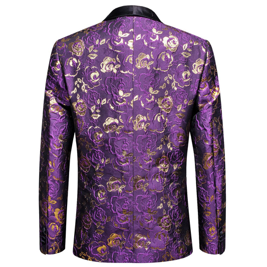Gold and Purple Roses Tuxedo Jacket - Masculine Clothes