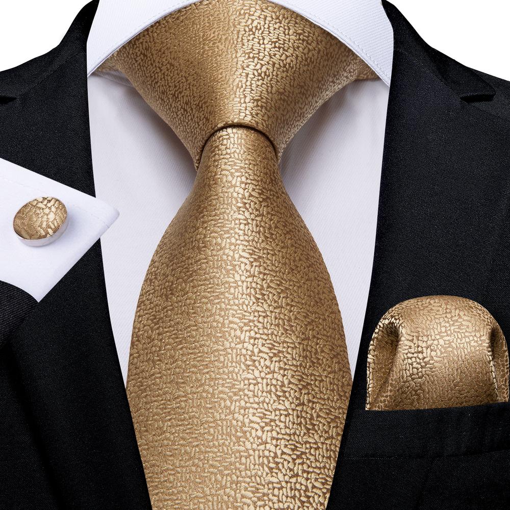 Shimmering Gold Plain XL Tie Set - Masculine Clothes