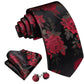 Red Roses In Black Tie, Pocket Square and Cufflinks - Masculine Clothes