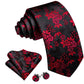 Luxury Red Tiny Flowers In Black Tie Set