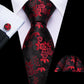 Luxury Red Tiny Flowers In Black Tie Set