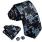 Luxury Light Blue Tiny Flowers In Black Tie Set