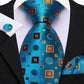 Premium Cerulean Blue Silk Tie, Pocket Square and Cufflinks