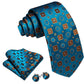 Premium Cerulean Blue Silk Tie, Pocket Square and Cufflinks