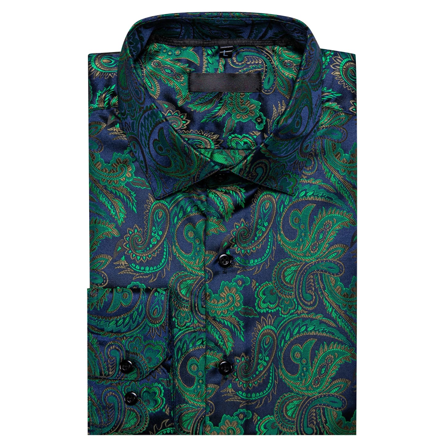 Green Floral Paisley Silk Shirt