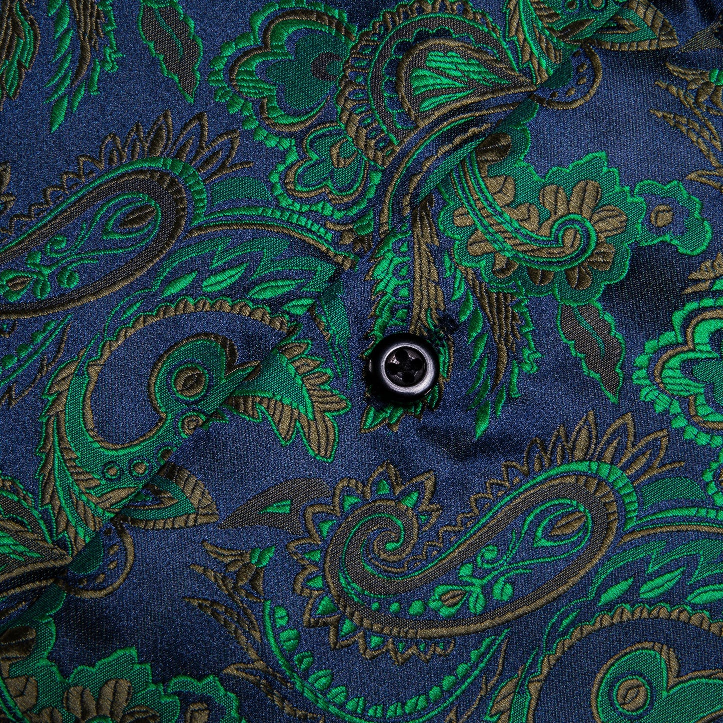 Green Floral Paisley Silk Shirt