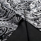 Silver and White Leaves In Black Silk Shirt