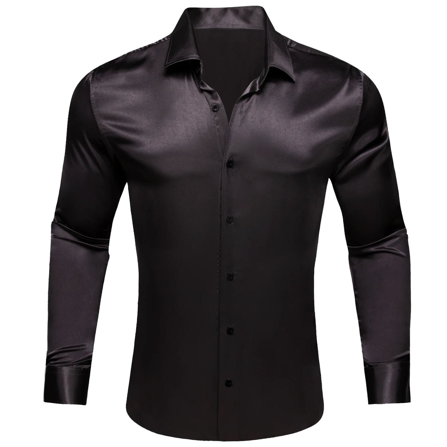 Plain Black Silk Shirt