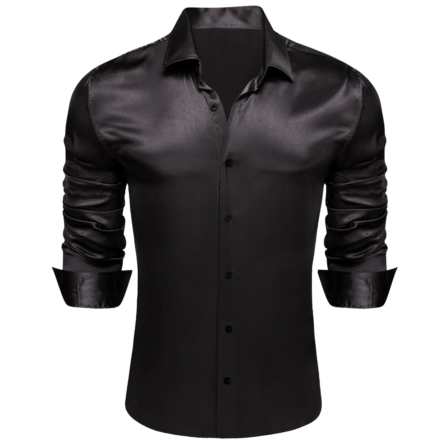 Plain Black Silk Shirt