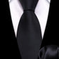 Kids Plain Black Silk Tie and Pocket Square