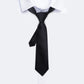 Kids Plain Black Silk Tie and Pocket Square