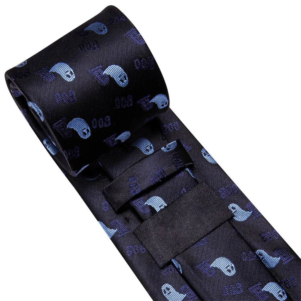 Halloween Black and Blue Ghost Tie Set