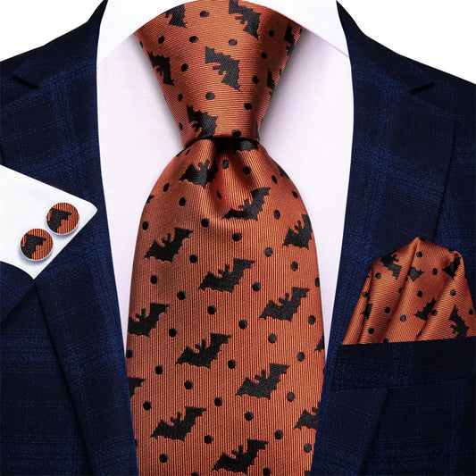 Black Bat In Orange Tie Set